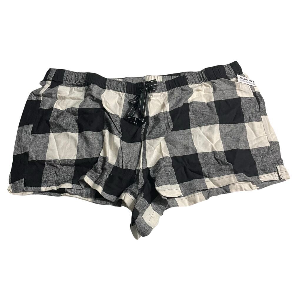 Old Navy Womens Plus Size 3X Cotton Pajama Sleep Lounge Shorts Black Buffalo